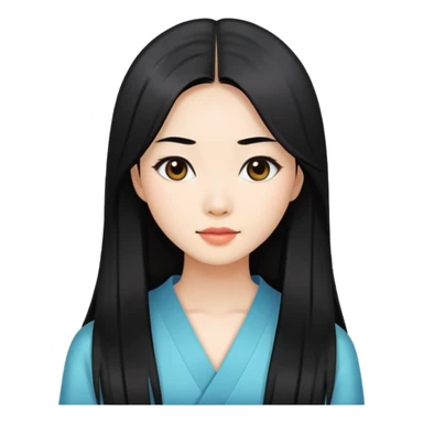 pretty asian women with long straight hair sticker