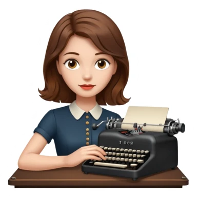 woman with vintage typewriter sticker