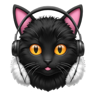 black cat wearing headphones sticker