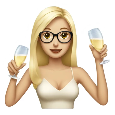 Blond girl drinking champagne wearing glasses  sticker