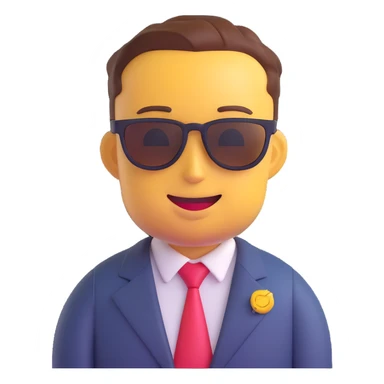 Elon Musk emoji with sunglasses, confident grin sticker