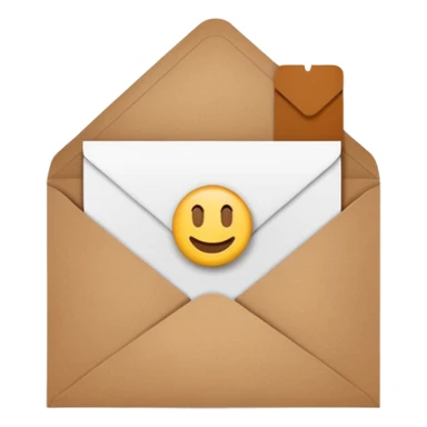 blank greeting card open with brown envelope next to it sticker