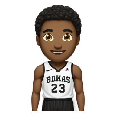 A basketball player dressed in white and black jersey sticker