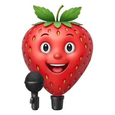 Singing Strawberry who is singing to a mic sticker