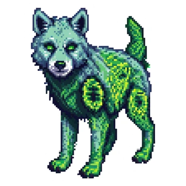 Minecraft style creeper, blocky, realistic texture, similar to provided wolf reference sticker