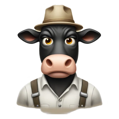 a suspicious cow and angry farmer  sticker
