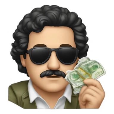 pablo escobar avec drapeau de la colombie des billets d'argent et des filles sticker