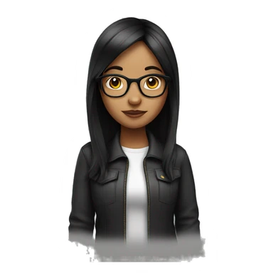 Girl with glasses black hair standing  sticker