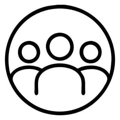 minimalist outline group logo with three figures in a circle sticker