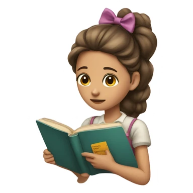 Girl with a bow reading a book sticker