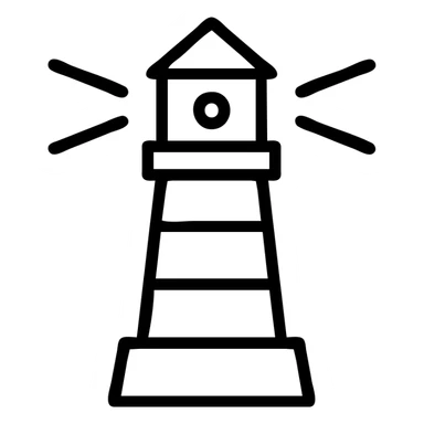 lighthouse icon, outlined style, clean and geometric, no background, suitable for app interface sticker