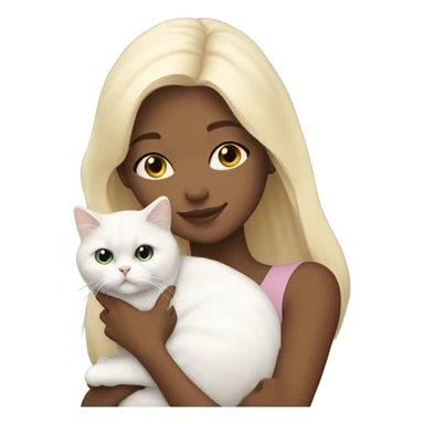 Blonde girl snuggling white Persian cat sticker