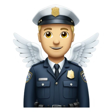 A White Police man with ANGEL WINGS sticker
