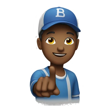 boy in ball cap pointing sticker