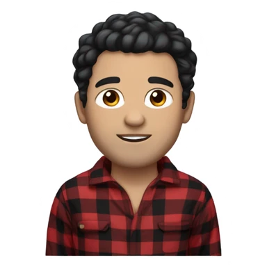 White Man with black hair and brown eyes wearing red and black buffalo plaid pjs sticker