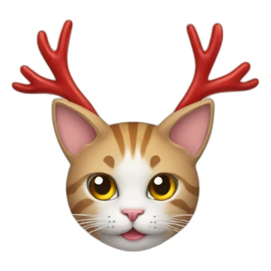 cat with antlers and new years balls sticker