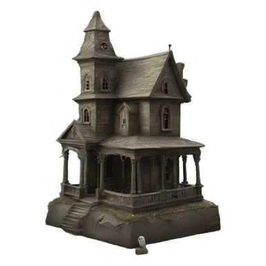 Haunting graveyard field Pre-Victorian ornate mansion birdhouse diorama  sticker