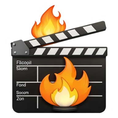 clapperboard with a flame inside sticker