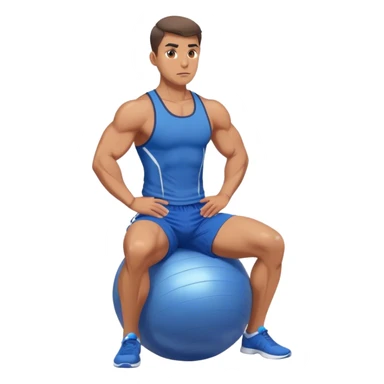 fit man with blue shorts stability ball exercises sticker