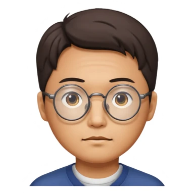 Korean man, round glasses, neutral expression sticker