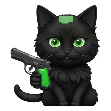 black cat pointing a gun at the screen sticker