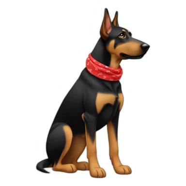 75% Coonhound 25% German Shepherd mix dog wearing small plain red bandana side view full body left facing sticker