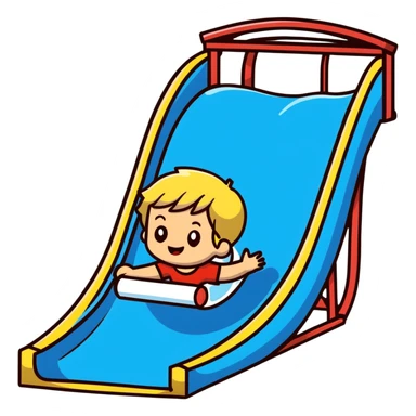 5 year old blond boy going down a water slide sticker
