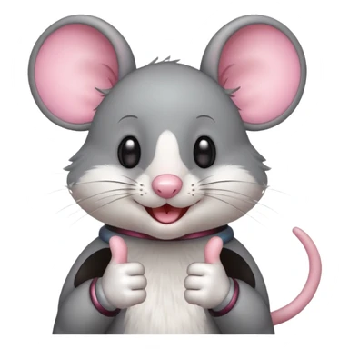a cute mouse, smiling, giving a thumbs up sticker