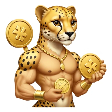 buff cheetah hold a Keeta token sticker