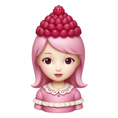 Isolated detaile illustration incredibly adorable modern raspberry torte doll figurine sticker
