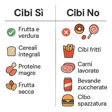 DUE TABELLE CON LINEE GUIDE DI CIBI SI E CIBI NO sticker