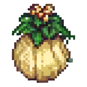 a parsnip, pixel art style, simple, colorful sticker