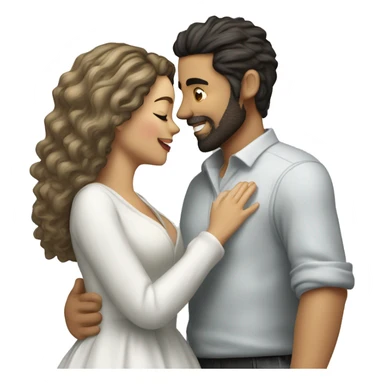 beso pareja mujer blanca pelo lacio y hombre moreno pelo rizado sticker