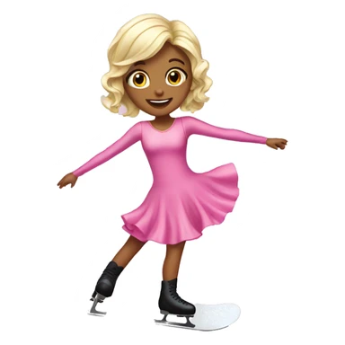 Pink dress ice skating girl sticker