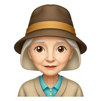 elderly woman with hat sticker