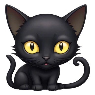 Black cat fairy short hair yellow eyes sticker