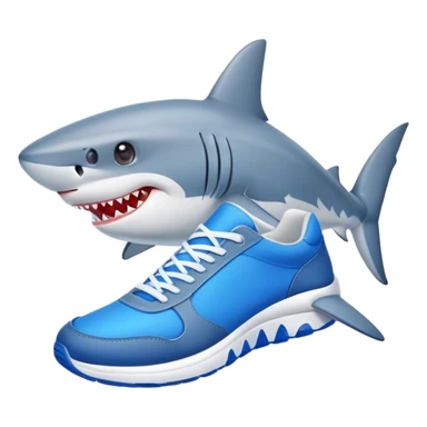 gray shark wearing blue sneakers  sticker