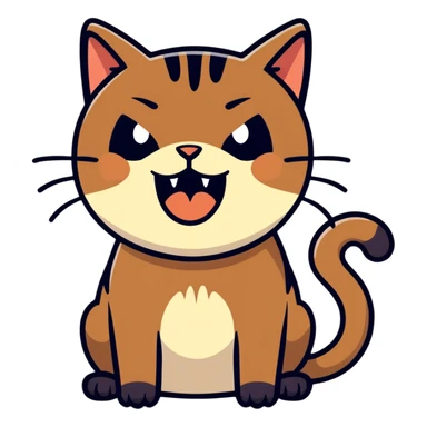 dark brown cat holding neck screaming sticker