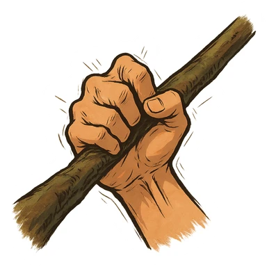 ghibli style hand grasping a branch, expressive tension sticker