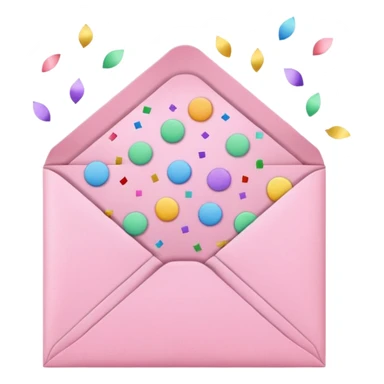 pink envelope with confetti sticker