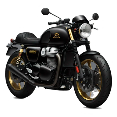 black triumph cafe racer with subtle gold accents and a tail tidy sticker