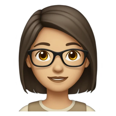 A girl with medium dark brown hair and dark brown eyes and beige skin wearing glasses sticker
