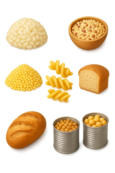 emoji stile iphone 3d di questi elementi che fluttuano in aria:

Riso, quinoa, avena, miglio, couscous senza glutine
Pasta e pane gluten-free
Farro a lievitazione lunga
Lenticchie e ceci in scatola

 che fluttuano in aria, iperealistico 4k sticker