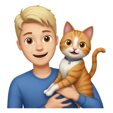 excited guy with a cat sticker