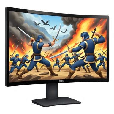 Create a curved monitor with fighting on the screen sticker