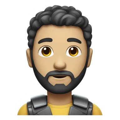 half human half robot with short, dark hair and a neatly trimmed beard. sticker