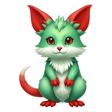 Cute Green Red ethereal Fionbri-Vernid-Trico-animal-creature full body sticker