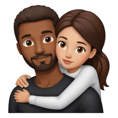 Black man with facial hair hug small beautiful brunette from behind sticker