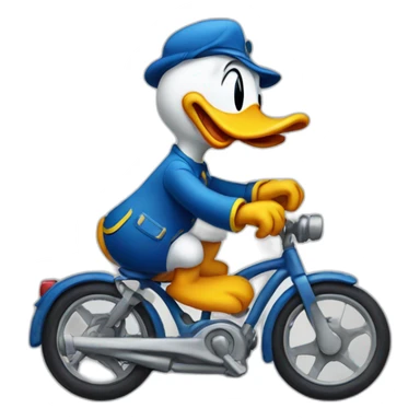 Donald duck riding a bike sticker