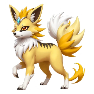 Feral Quadrupedal Digitigrade Jolteon-Lycanroc-Furret-Renamon-Zeraora-Vernid-fusion-hybrid-creature, full body  sticker